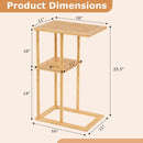 Side Table Set of 2 with Storage Shelves and Bamboo Construction-Natural by LJGDeals