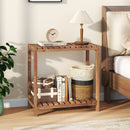 2/3-Tier Side Table Teak Wood Stand Utility Storage Shelf-3 by LJGDeals