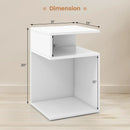 S-Shaped Side Table with Unique S-shaped Frame and 2 Open Compartments-White by DirectDeals