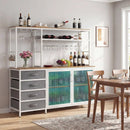 Sideboard Buffet Cabinet with LED Lights 55 inch Coffee Table with Power Outlets by LJGDeals