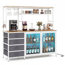 Sideboard Buffet Cabinet with LED Lights 55 inch Coffee Table with Power Outlets by LJGDeals