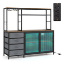 Sideboard Buffet Cabinet with LED Lights 55 inch Coffee Table with Power Outlets