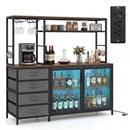 Sideboard Buffet Cabinet with LED Lights 55 inch Coffee Table with Power Outlets by LJGDeals