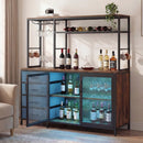 Sideboard Buffet Cabinet with LED Lights 55 inch Coffee Table with Power Outlets by LJGDeals