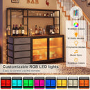 Sideboard Buffet Cabinet with LED Lights 55 inch Coffee Table with Power Outlets by LJGDeals