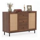 Sideboard Buffet Cabinet with Rattan Doors and 3 Drawers by LJGDeals