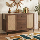 Sideboard Buffet Cabinet with Rattan Doors and 3 Drawers by DirectDeals
