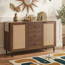 Sideboard Buffet Cabinet with Rattan Doors and 3 Drawers by LJGDeals