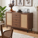 Sideboard Buffet Cabinet with Rattan Doors and 3 Drawers by LJGDeals