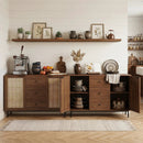 Sideboard Buffet Cabinet with Rattan Doors and 3 Drawers by LJGDeals