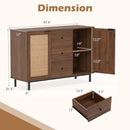 Sideboard Buffet Cabinet with Rattan Doors and 3 Drawers by LJGDeals