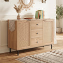 Sideboard Buffet Cabinet with Rattan Doors and 3 Drawers by DirectDeals