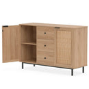 Sideboard Buffet Cabinet with Rattan Doors and 3 Drawers by LJGDeals