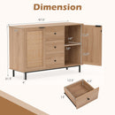 Sideboard Buffet Cabinet with Rattan Doors and 3 Drawers by DirectDeals