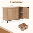 Sideboard Buffet Cabinet with Rattan Doors and 3 Drawers by LJGDeals