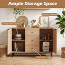 Sideboard Buffet Cabinet with Rattan Doors and 3 Drawers by LJGDeals