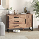 Sideboard Buffet Cabinet Credenza Storage Cabinet with 3 Drawers-Rustic Brown by DirectDeals