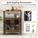 Industrial Sideboard Buffet Cabinet with Removable Wine Rack-Rustic Brown by LJGDeals
