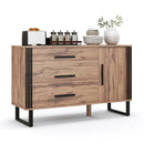 Sideboard Buffet Cabinet Credenza Storage Cabinet with 3 Drawers-Rustic Brown by LJGDeals