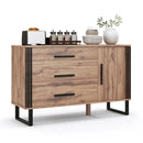 Sideboard Buffet Cabinet Credenza Storage Cabinet with 3 Drawers-Rustic Brown by DirectDeals