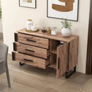 Sideboard Buffet Cabinet Credenza Storage Cabinet with 3 Drawers-Rustic Brown by LJGDeals