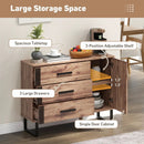 Sideboard Buffet Cabinet Credenza Storage Cabinet with 3 Drawers-Rustic Brown by LJGDeals