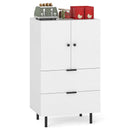 Sideboard Buffet Cabinet 2-Door Serving Cupboard with Drawers-White by LJGDeals