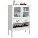 Sideboard Buffet Cabinet with 2 Tempered Glass Doors-White by LJGDeals