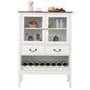 Sideboard Buffet Cabinet with 2 Tempered Glass Doors-White by LJGDeals