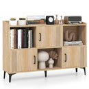 Sideboard Storage Cabinet Bookcase with 3 Doors and Open Compartments-Oak by LJGDeals
