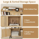 Sideboard Storage Cabinet Bookcase with 3 Doors and Open Compartments-Oak by LJGDeals