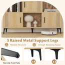 Sideboard Storage Cabinet Bookcase with 3 Doors and Open Compartments-Oak by LJGDeals
