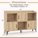 Sideboard Storage Cabinet Bookcase with 3 Doors and Open Compartments-Oak by LJGDeals