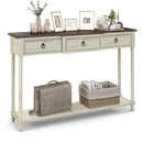 52 Inch Farmhouse Console Table with 3 Drawers and Open Storage Shelf for Hallway by LJGDeals