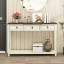 52 Inch Farmhouse Console Table with 3 Drawers and Open Storage Shelf for Hallway by LJGDeals