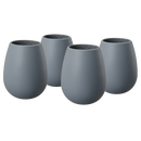 Unbreakable Silicone Stemless Wine Glassware | Set of 4  (Dark Grey)