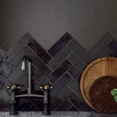 Black 2.5x8 Glossy Matte Subway Ceramic Tile (38 pack, 5.38 sq ft/case) - Sample
