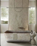 Travertine Hand-Carved Natural Stone Bathtub Silver Beige 32x60