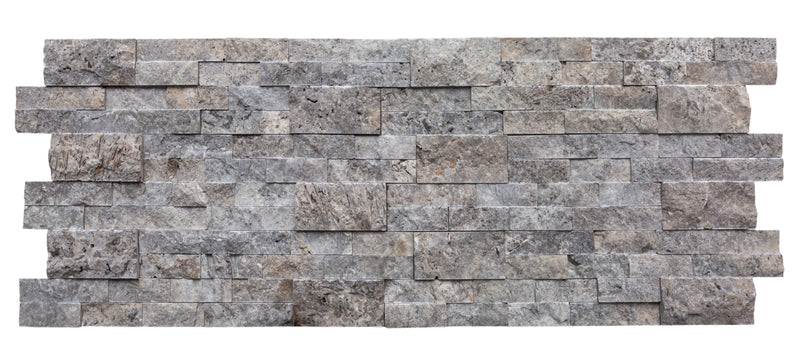 Silver Travertine 3D Ledger Panel 6"x24" – Natural Split-Face Wall Tile, Full Truckload