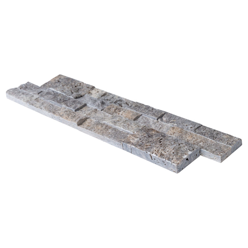 Silver Travertine 3D Ledger Panel 6"x24" – Natural Split-Face Wall Tile, Full Truckload