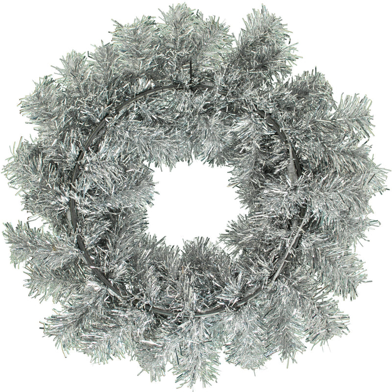 Silver Tinsel Christmas Wreaths