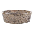 Grey Travertine Stone Round Vessel Bathroom Sink - Handcrafted