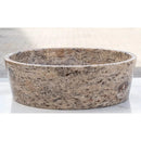 Grey Travertine Stone Round Vessel Bathroom Sink - Handcrafted