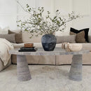 Silver Travertine Vein-Cut Coffee Table with Conic Legs Honed