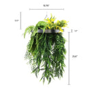 Artificial Hanging Plant Chandelier – Bright Tropical Foliage Circular Ring (15.75in) Silver Frame – UV Resistant by Designer Plants USA