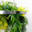 Artificial Hanging Plant Chandelier – Tropical Foliage Circular Ring (23.5in) Silver Frame – UV Resistant