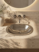 Silver Hammered Brass Sink - Oval Drop-in Silver Sink