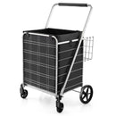 Folding Shopping Cart with Waterproof Liner Wheels and Basket by LJGDeals