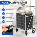 Folding Shopping Cart with Waterproof Liner Wheels and Basket by LJGDeals
