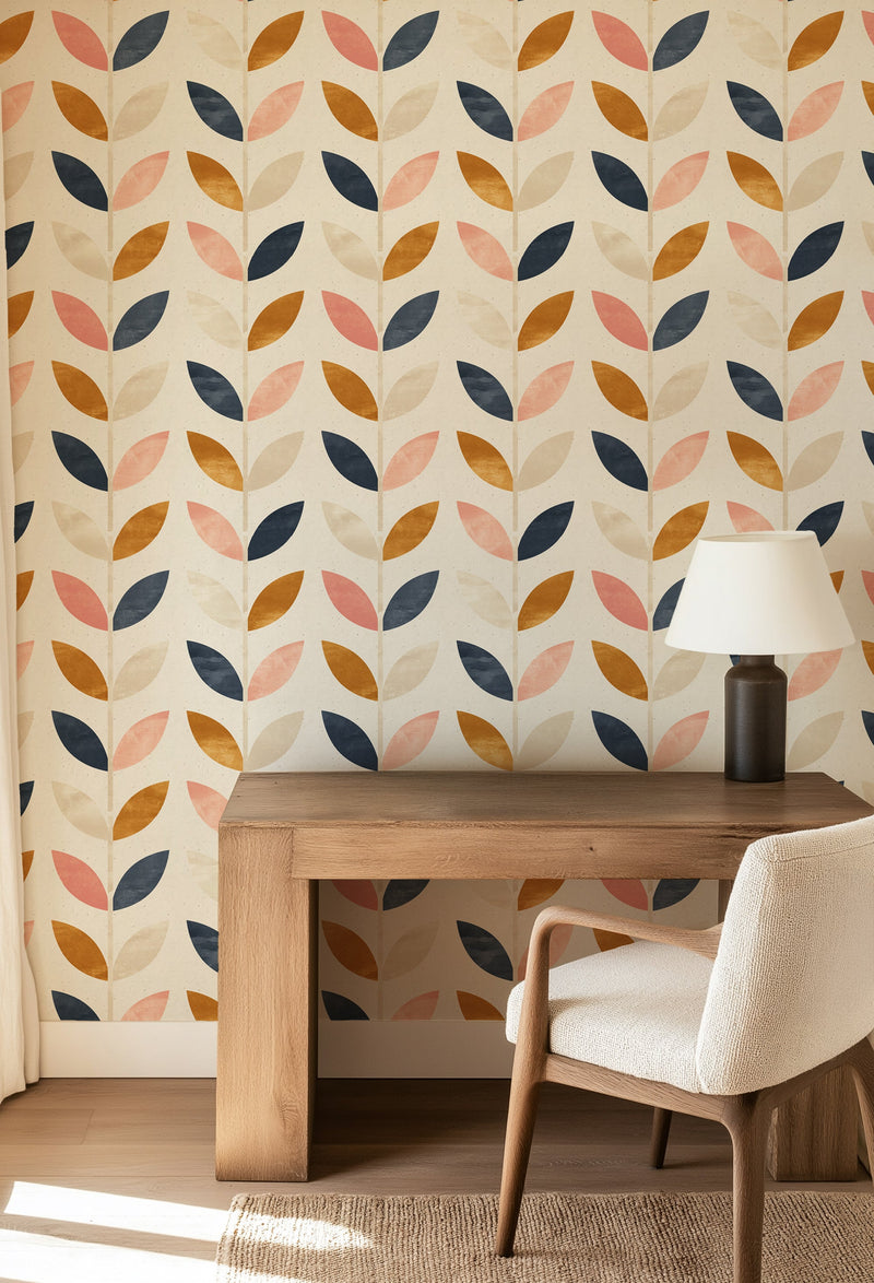 Boho Leaf Pattern Wallpaper